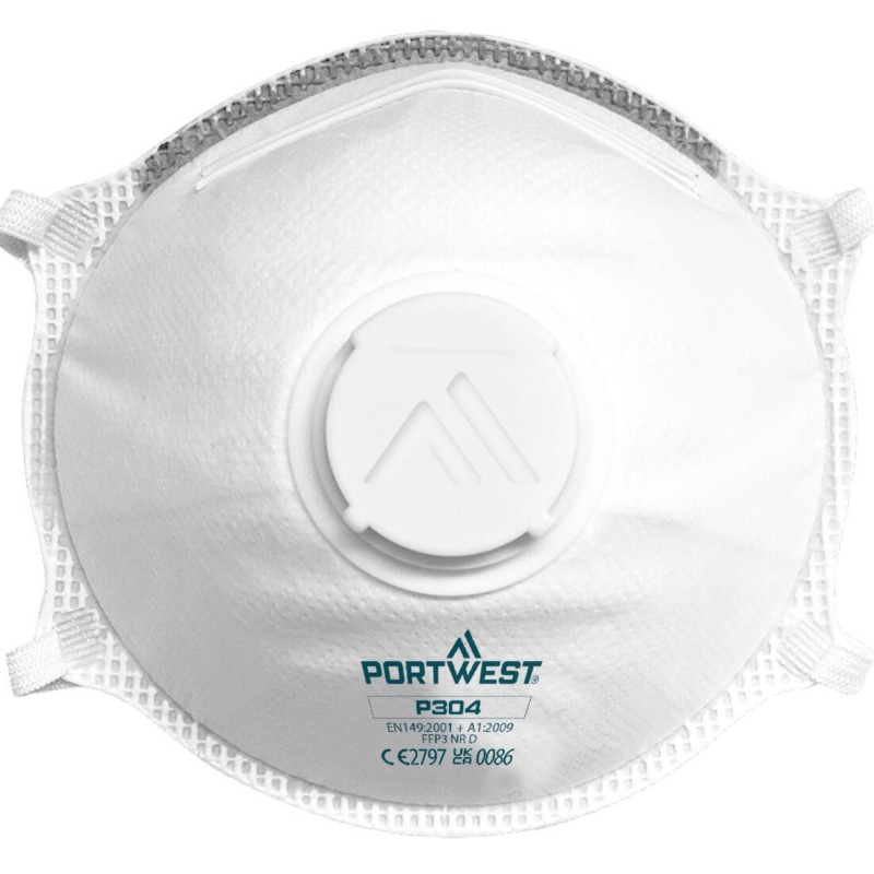Máscara leve com Válvula Dolomita FFP3 (Pack 10) Branco
