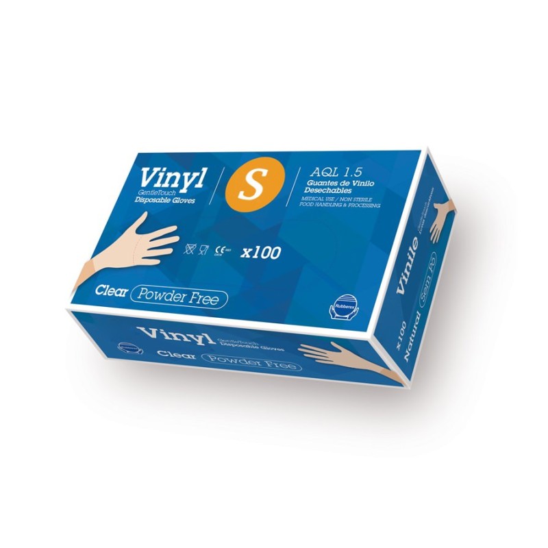 Caixa de 100 luvas descartáveis de Vinyl 4.5Gr tamanho S