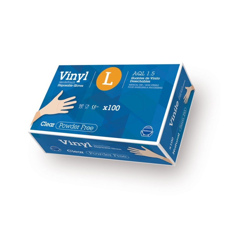 Caixa de 100 luvas descartáveis de Vinyl 4.5Gr tamanho L