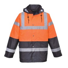 Parka de tráfego bicolor de alta visibilidade Laranja Azul