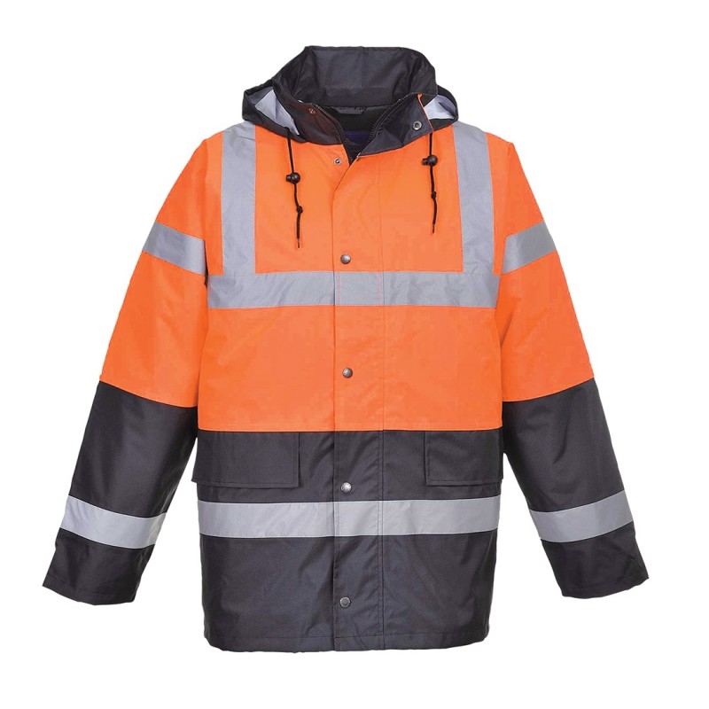 Parka de tráfego bicolor de alta visibilidade Laranja Azul