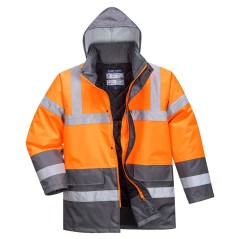 Parka de tráfego bicolor de alta visibilidade Laranja Cinza