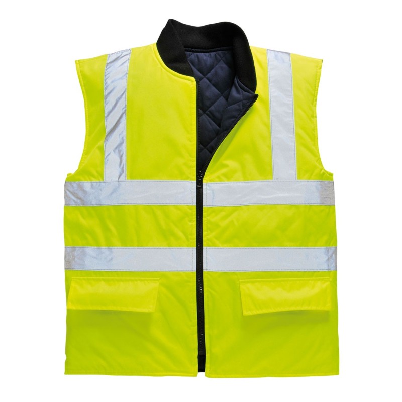 Colete acolchoado reversível de alta visibilidade amarelo