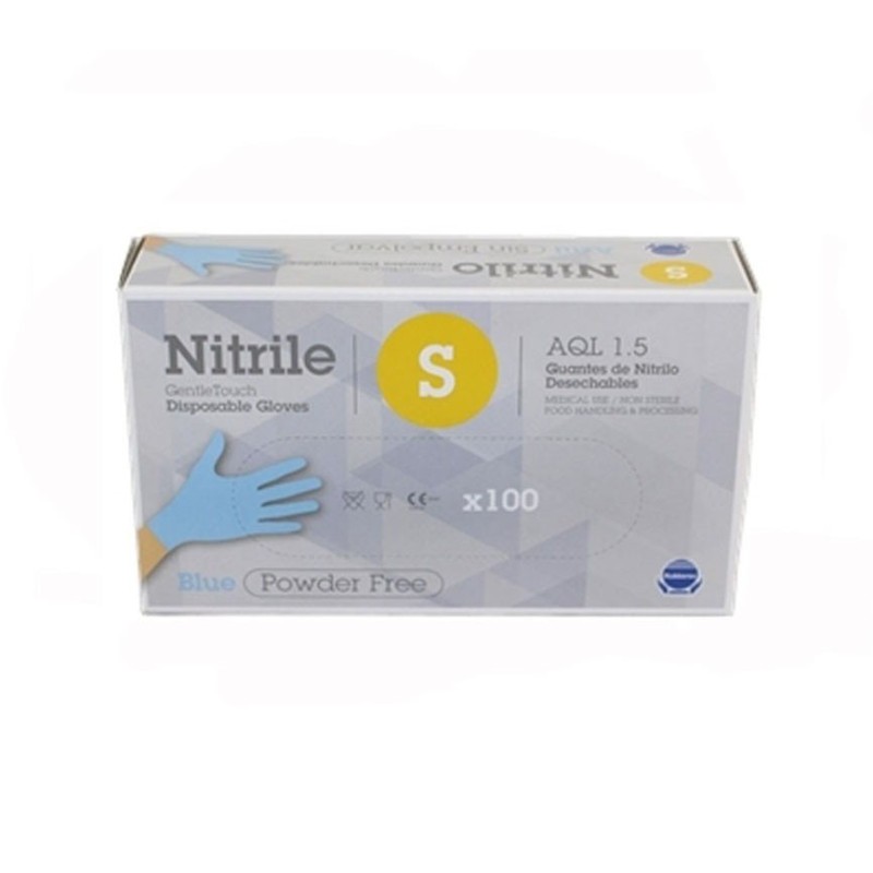 Caixa 100 luvas Descartáveis de Nitrilo Azul 3.5Gr tamanho S