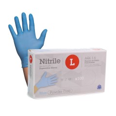 Caixa 100 luvas Descartáveis de Nitrilo Azul 3.5Gr tamanho L